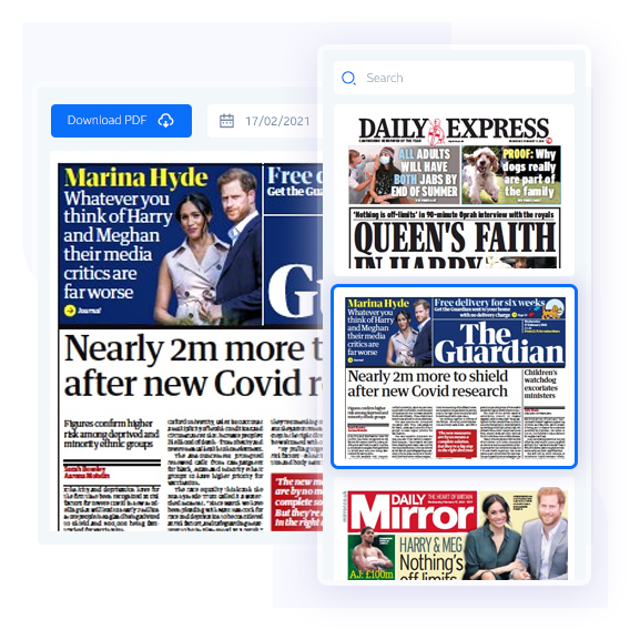 Daily Access to the Press, Front Pages of Newspapers and Magazines